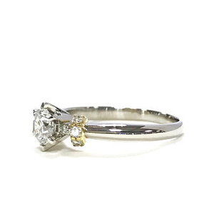 K18 Pt900 D0.15ct Diamond Ring Size 15 Diamond Gold Platinum Combination Silver